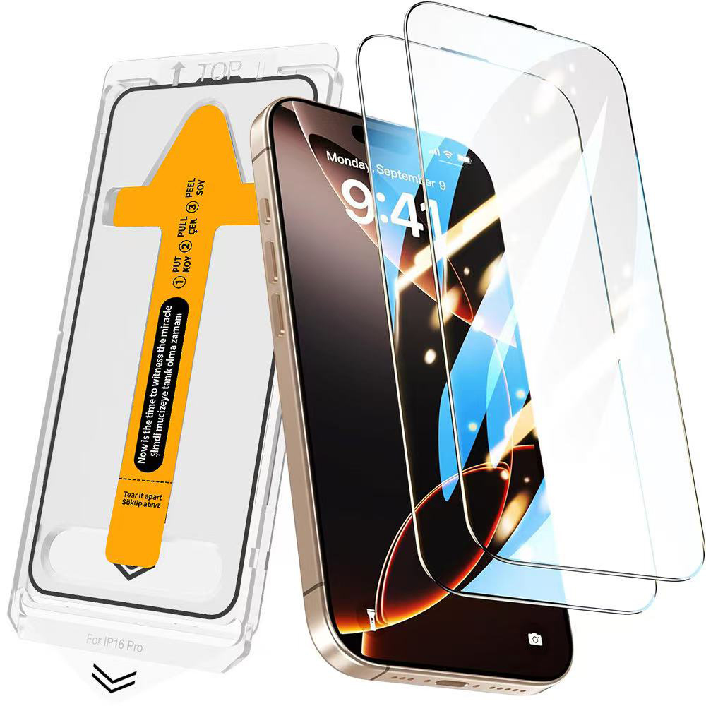 Apple iPhone 14 Pro Max 3D Oliv HD Temperli Cam Ekran Koruyucu + Kolay Uygulama Aparatı - Şeffaf