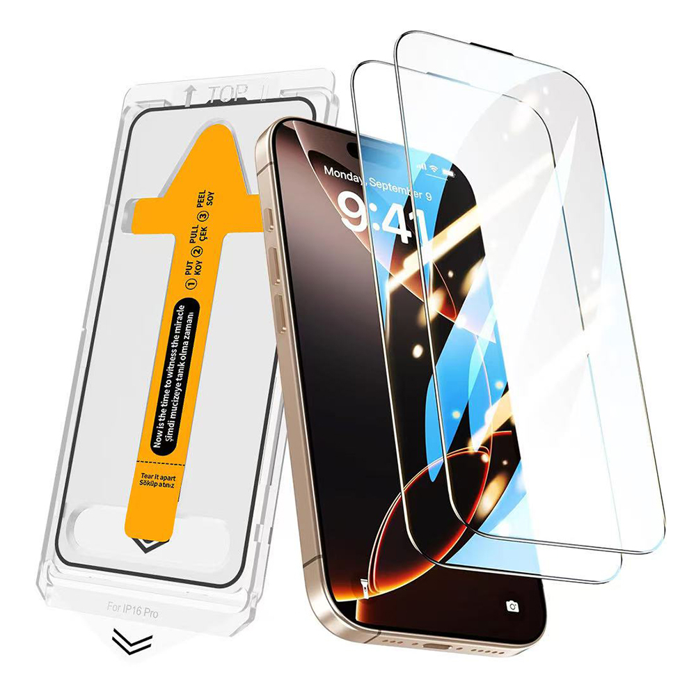 Apple iPhone 15 2.5D Oliv HD Temperli Cam Ekran Koruyucu + Kolay Uygulama Aparatı - Şeffaf