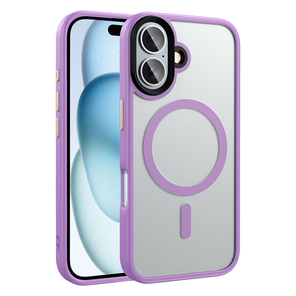 Apple iPhone 16 Kılıf Mat Arka Yüzey Wireless Şarj Özellikli Flet M-safe Kapak