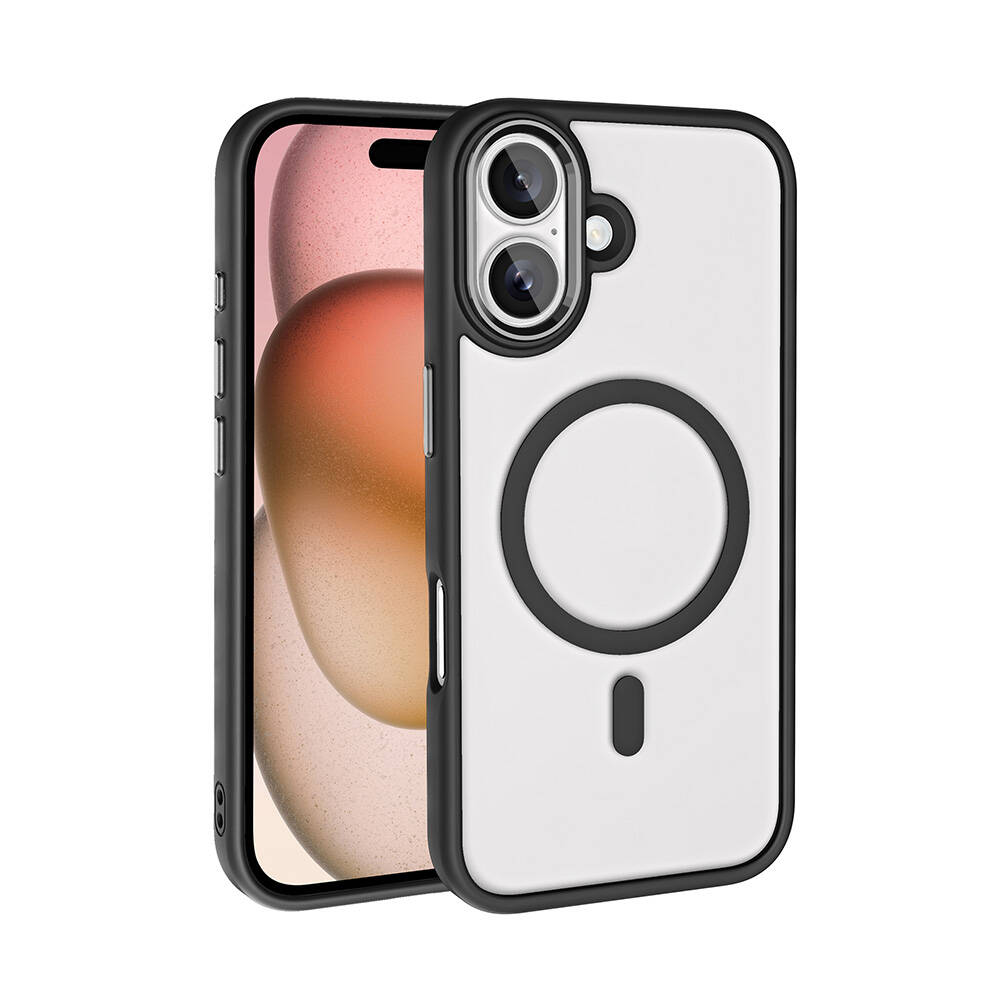 Apple iPhone 16 Kılıf Wireless Şarj Özellikli Krom M-safe Silikon Kapak
