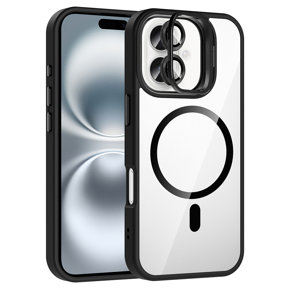 Apple iPhone 16 Kılıf Standlı ve Kamera Lens Hediyeli M-Safe Şarj Özellikli  Etro Kapak