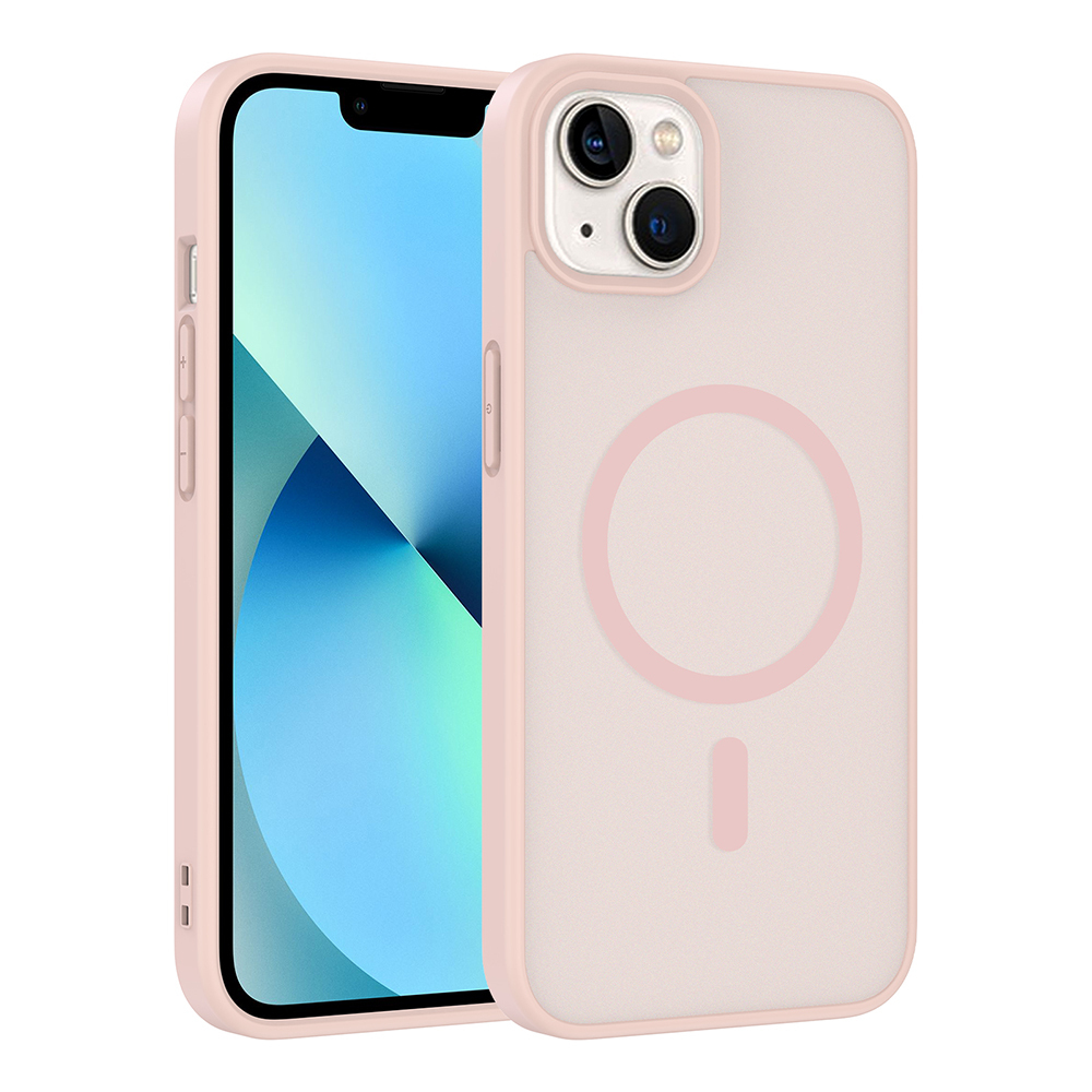 Apple iPhone 14 Kılıf M-safe Şarj Özellikli  Babet Kapak - Pembe