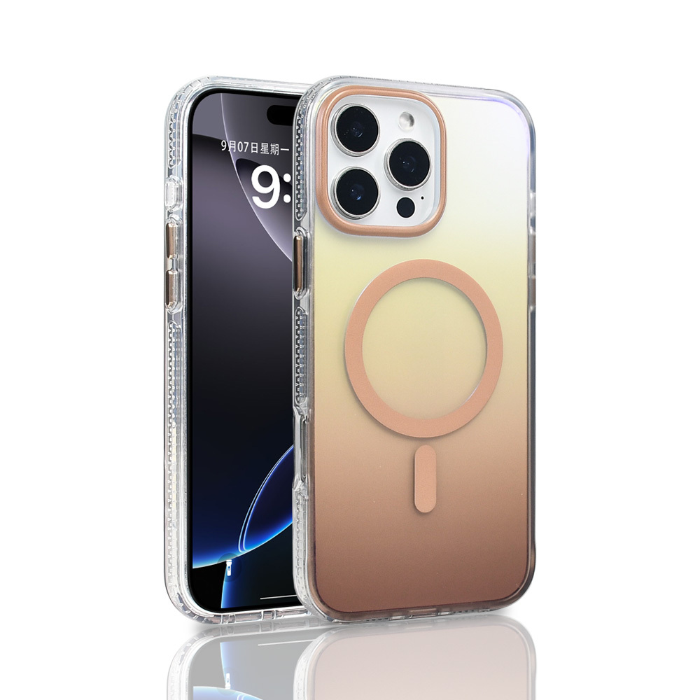 Apple iPhone 16 Pro Max Kılıf M-safe Şarj Özellikli Transparan Renk Geçişli Toros Kapak