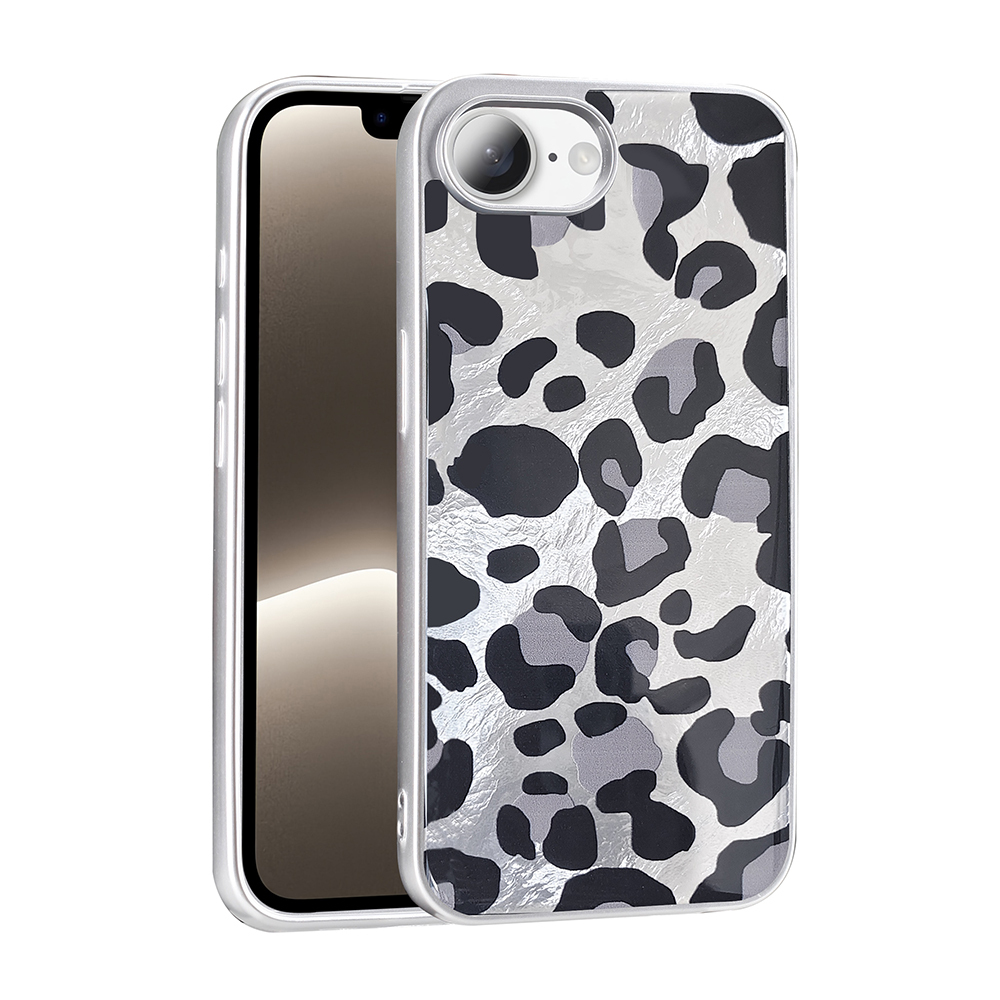 Apple iPhone 17E Kılıf Desenli Mep Kapak - Gri Leopar