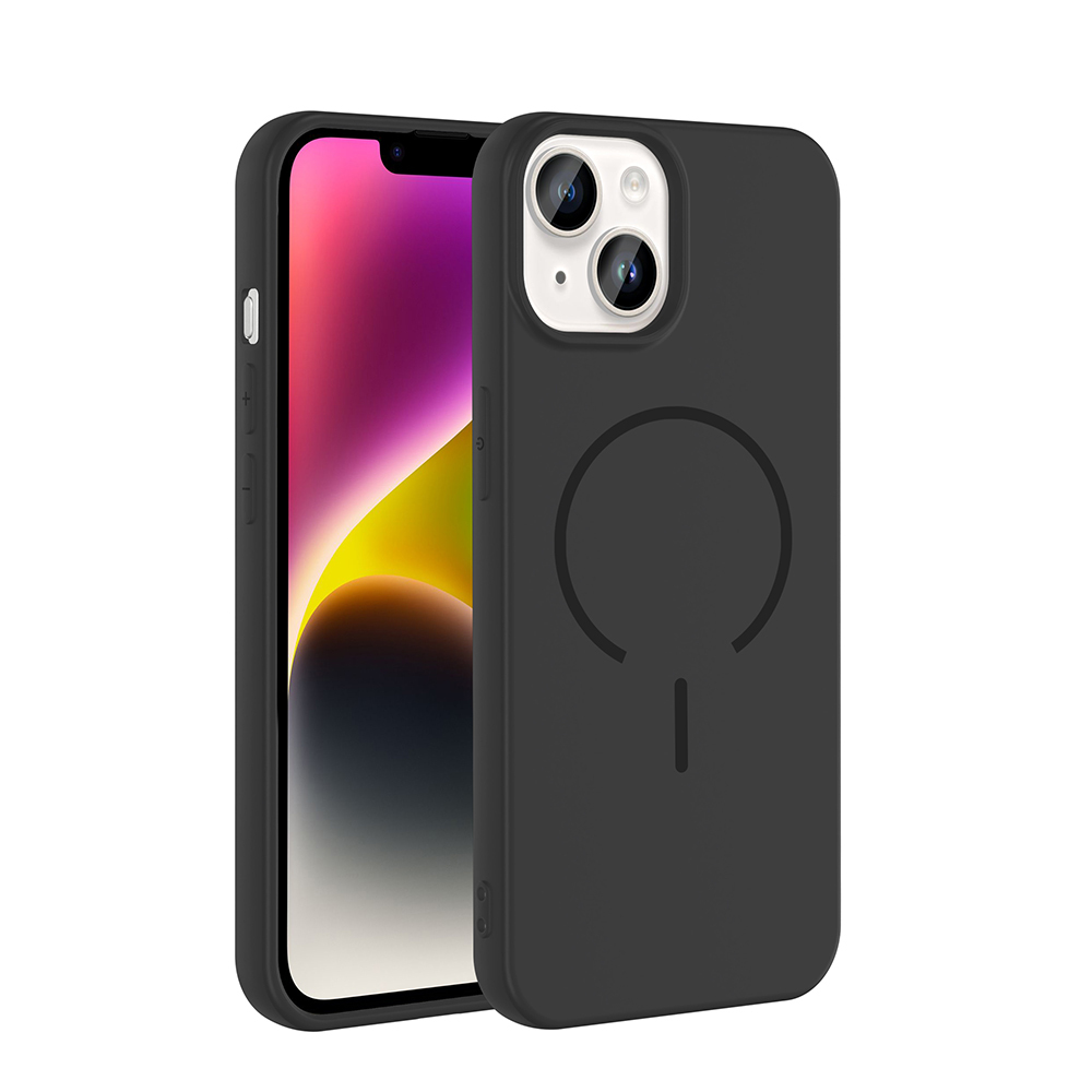 Apple iPhone 14 Kılıf M-safe Şarj Özellikli  Meta Kapak - Siyah