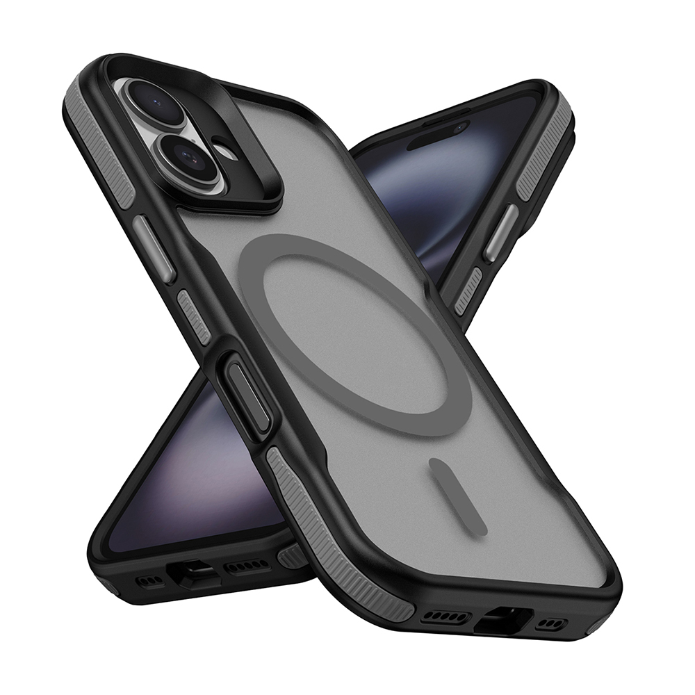 Apple iPhone 16 Plus Kılıf M-safe Şarj Özellikli Renkli Kenar Airbag Şeritli Lamer Kapak