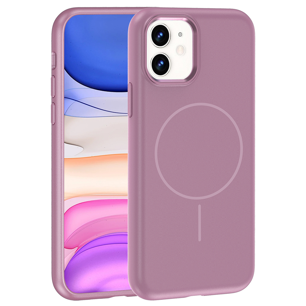 Apple iPhone 11 Kılıf M-Safe Şarj Özellikli Metal Kamera Çerçeveli  Edi Silikon Kapak - Mor