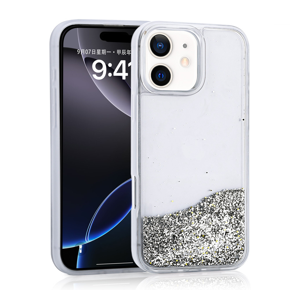 Apple iPhone 11 Kılıf Sıvılı Simli Şeffaf Arka Yüzey Keto Silikon Kapak