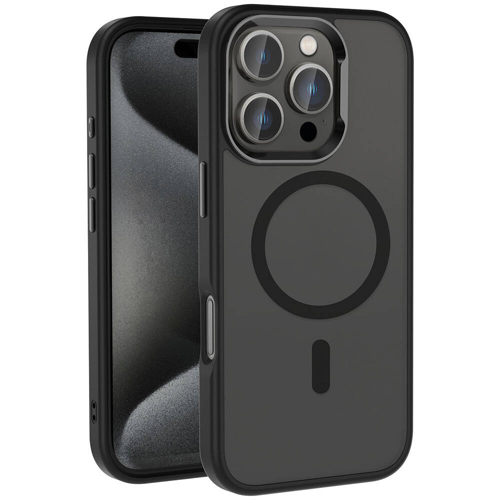 Apple iPhone 16 Pro Kılıf M-safe Şarj Özellikli Parlak Kamera Çerçeveli Kost Kapak