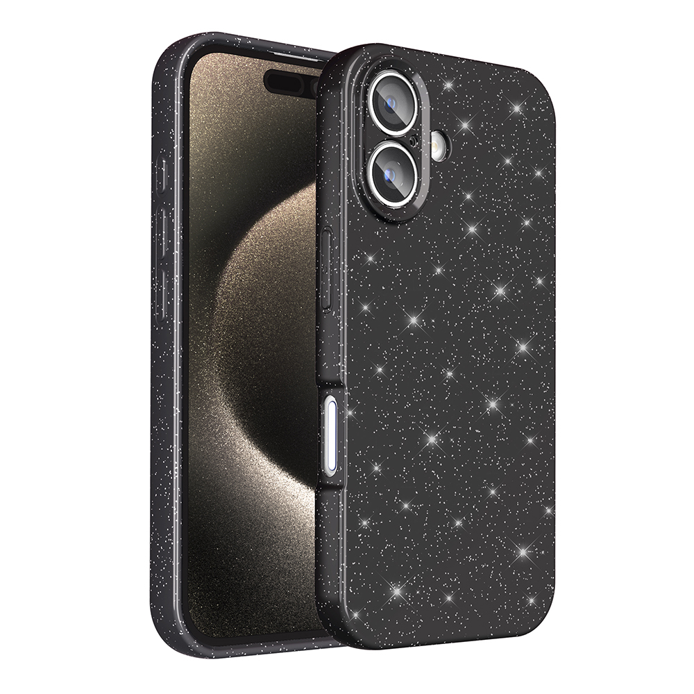 Apple iPhone 16 Kılıf Kamera Korumalı Simli Lüks  Koton Kapak