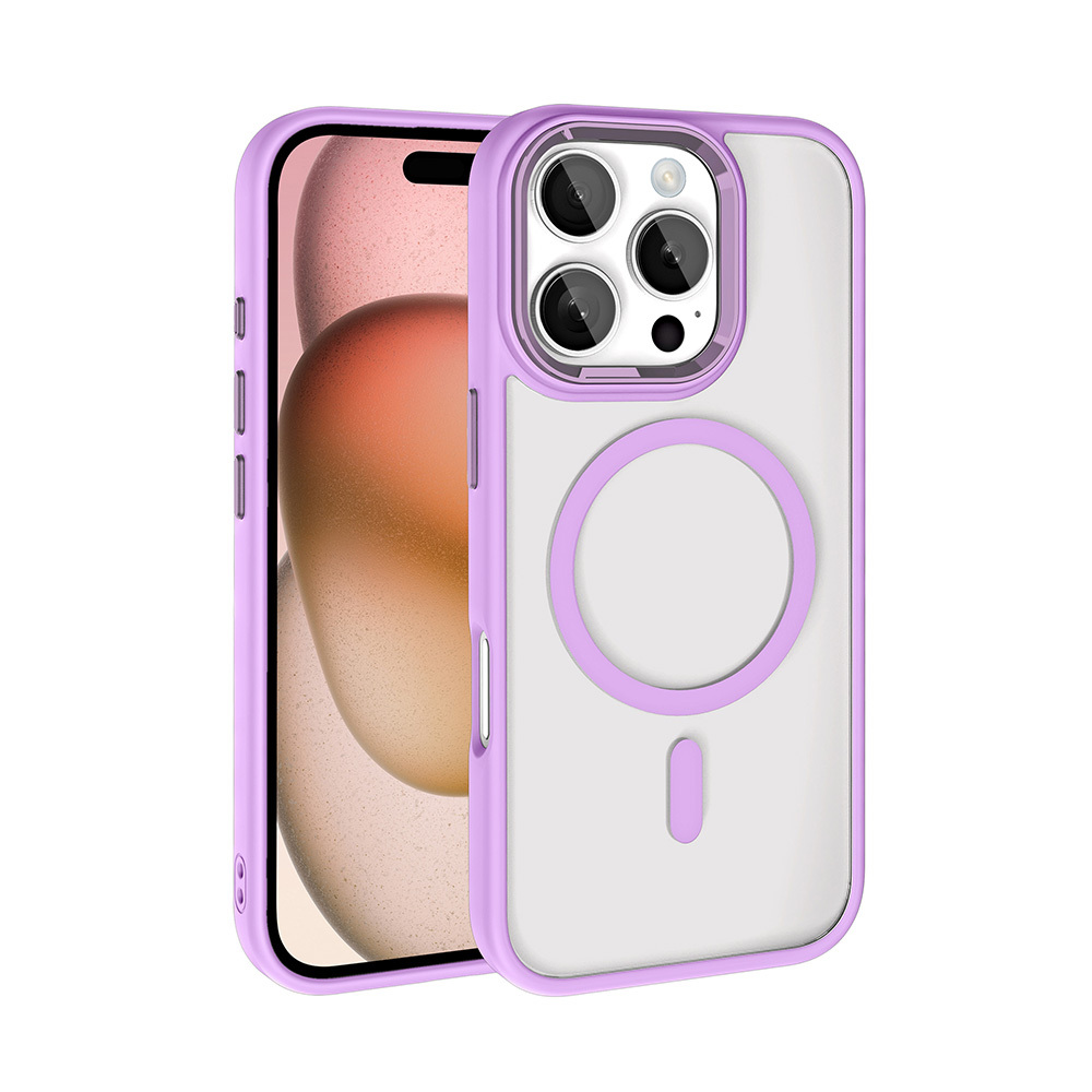 Apple iPhone 16 Pro Kılıf Wireless Şarj Özellikli  Krom M-safe Silikon Kapak