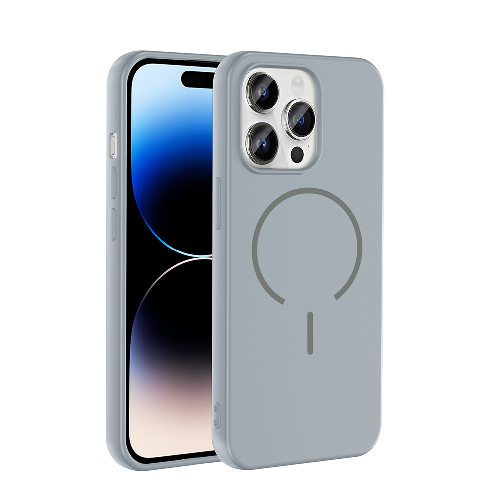 Apple iPhone 14 Pro Max Kılıf M-safe Şarj Özellikli  Meta Kapak - Titanyum-Gri