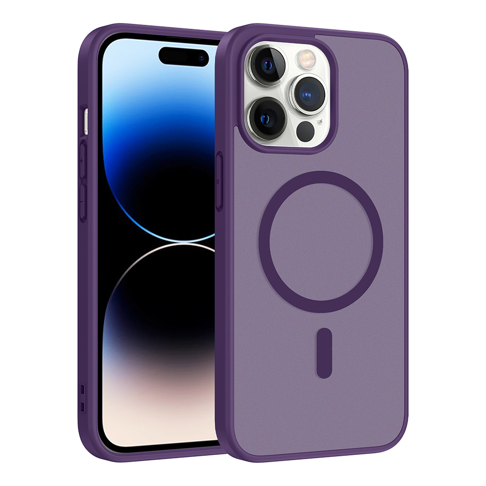 Apple iPhone 14 Pro Max Kılıf M-safe Şarj Özellikli  Babet Kapak - Derin Mor