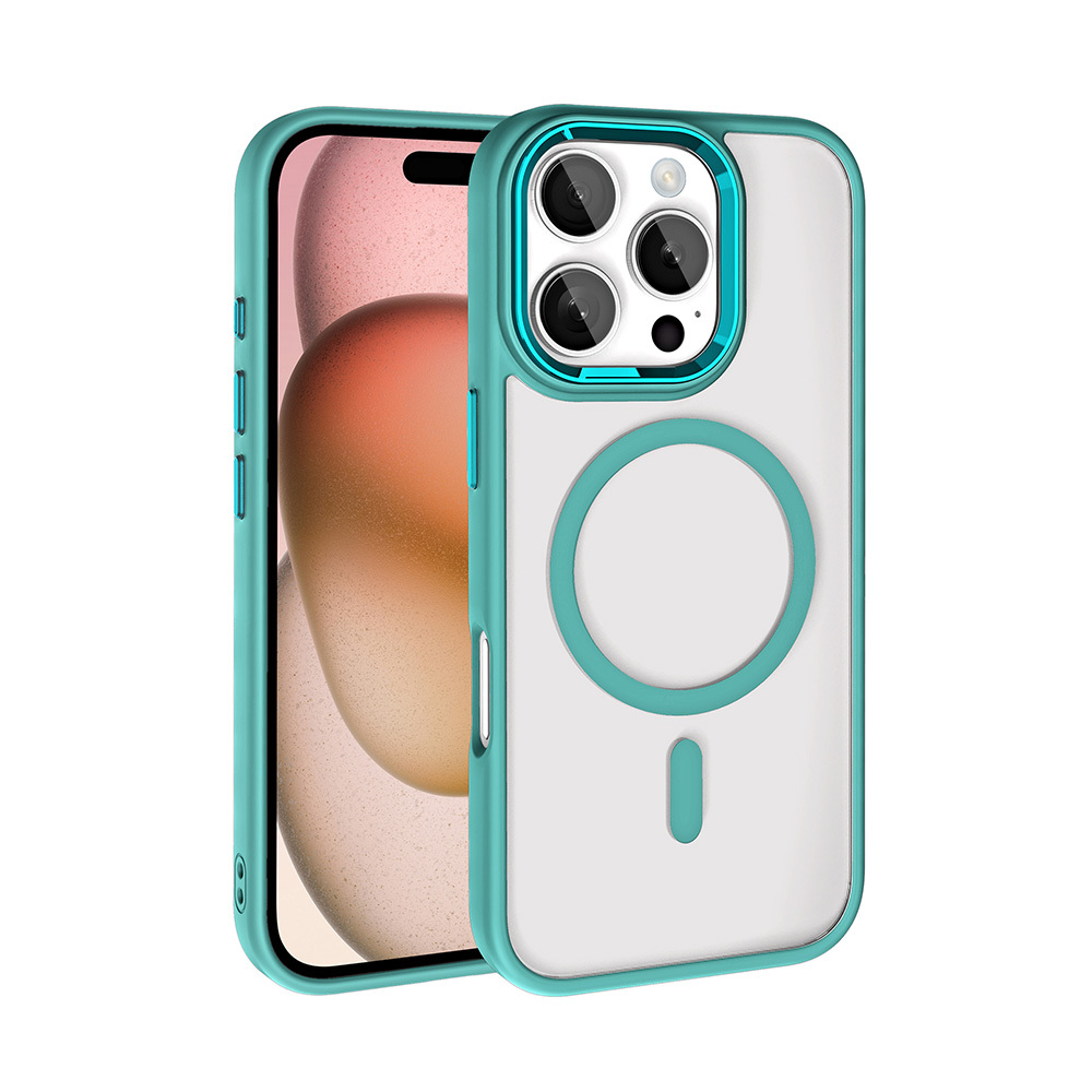 Apple iPhone 16 Pro Max Kılıf Wireless Şarj Özellikli  Krom M-safe Silikon Kapak
