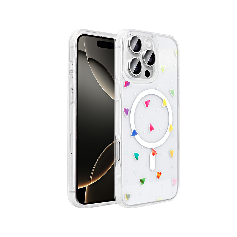 Apple iPhone 16 Pro Kılıf M-Safe Şarj Özellikli Şeffaf Folk Sert Kapak