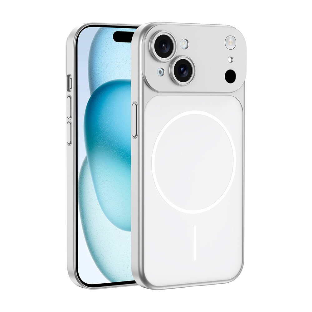 Apple iPhone 14 Kılıf M-Safe Şarj Özellikli Kamera Korumalı Spark Kapak - Gümüş