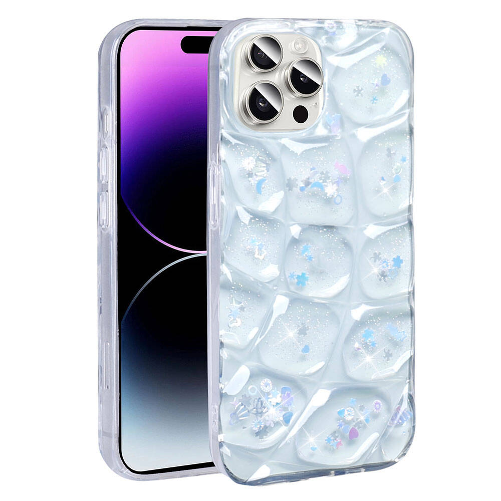 Apple iPhone 14 Pro Max Kılıf Simli 3D Desenli  Hacar Kapak