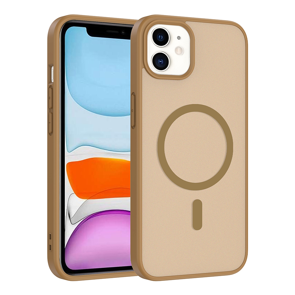 Apple iPhone 11 Kılıf M-safe Şarj Özellikli Babet Kapak - Desert Gold