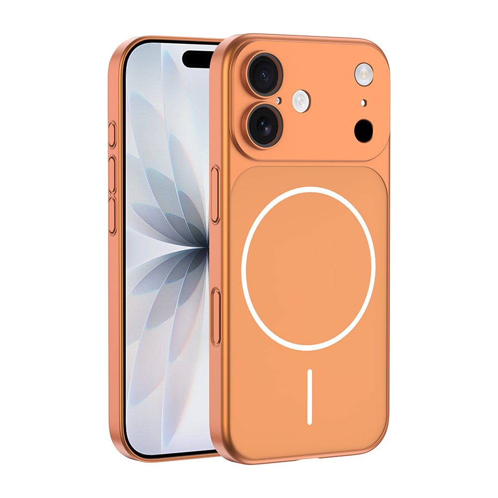 Apple iPhone 17 Kılıf M-Safe Şarj Özellikli Kamera Korumalı Spark Kapak - Turuncu