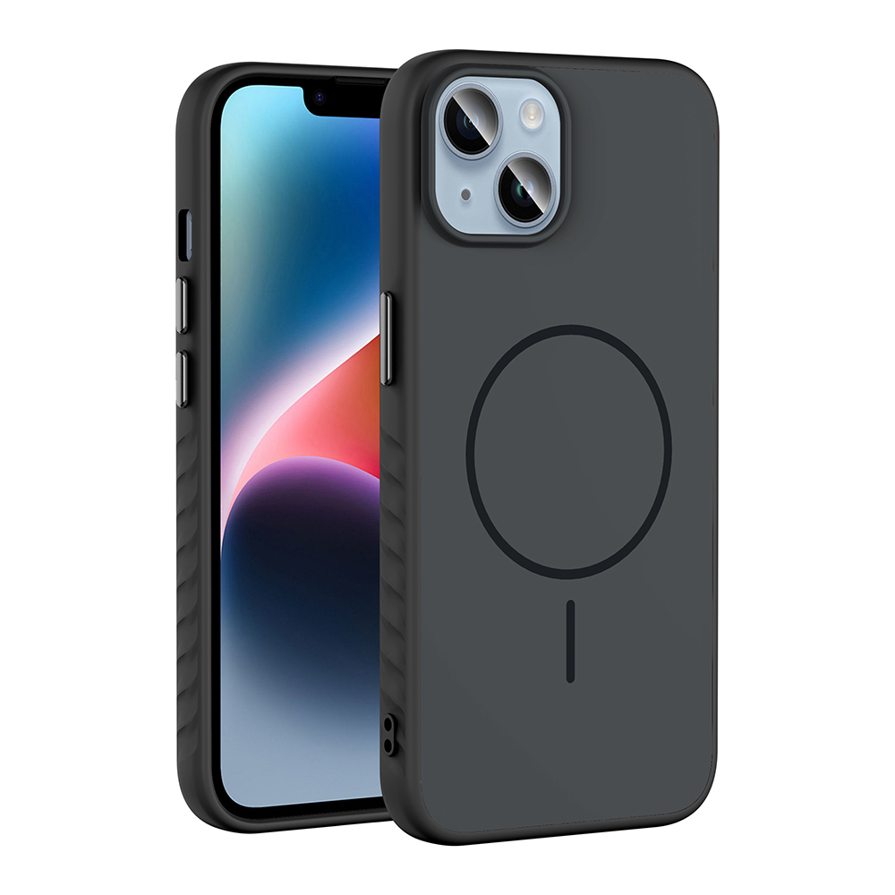 Apple iPhone 15 Kılıf M-safe Şarj Özellikli Tea Kapak - Siyah
