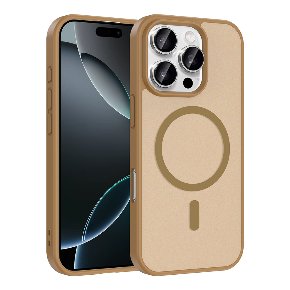 Apple iPhone 16 Pro Kılıf M-safe Şarj Özellikli  Babet Kapak - Desert Gold