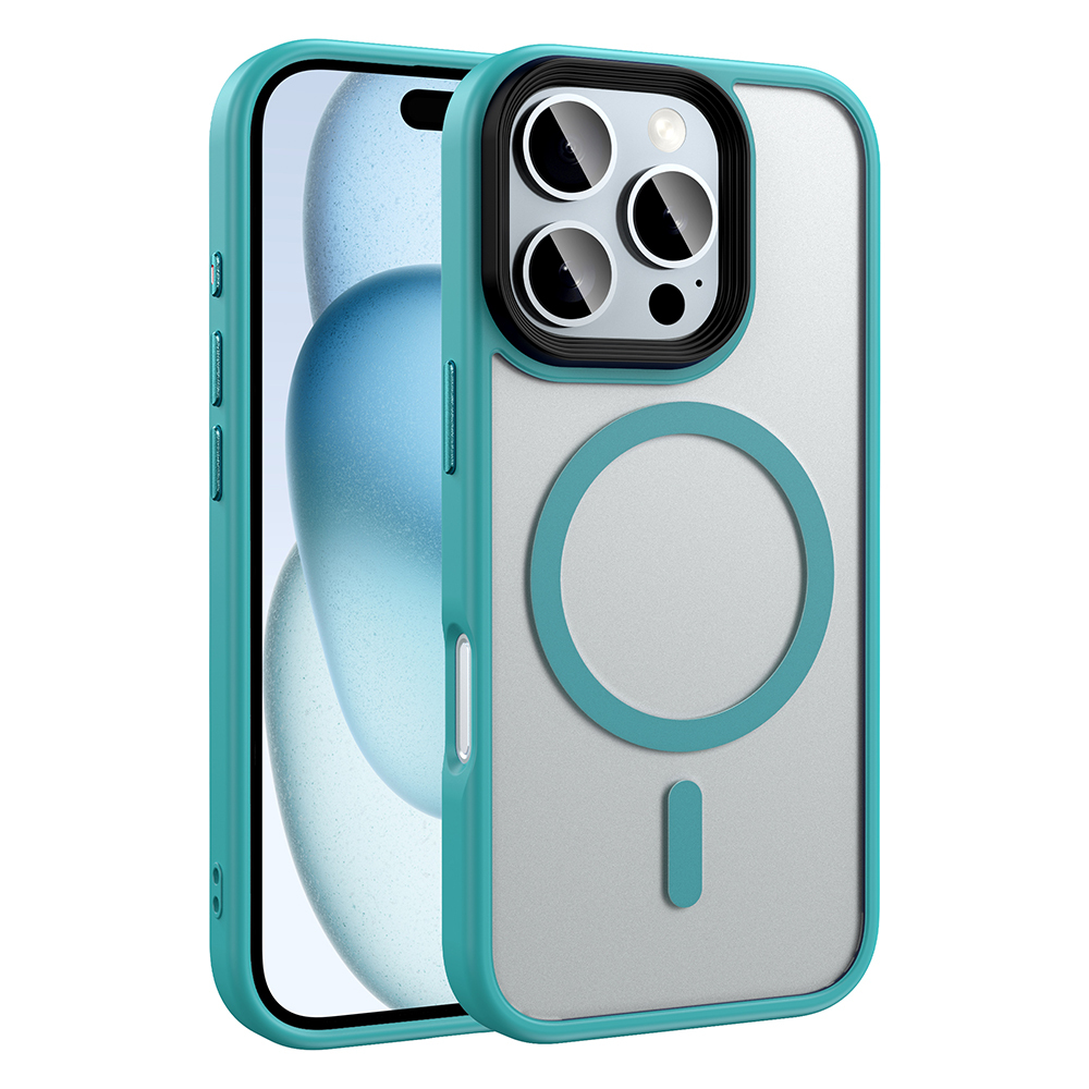 Apple iPhone 16 Pro Kılıf Mat Arka Yüzey Wireless Şarj Özellikli Flet M-safe Kapak