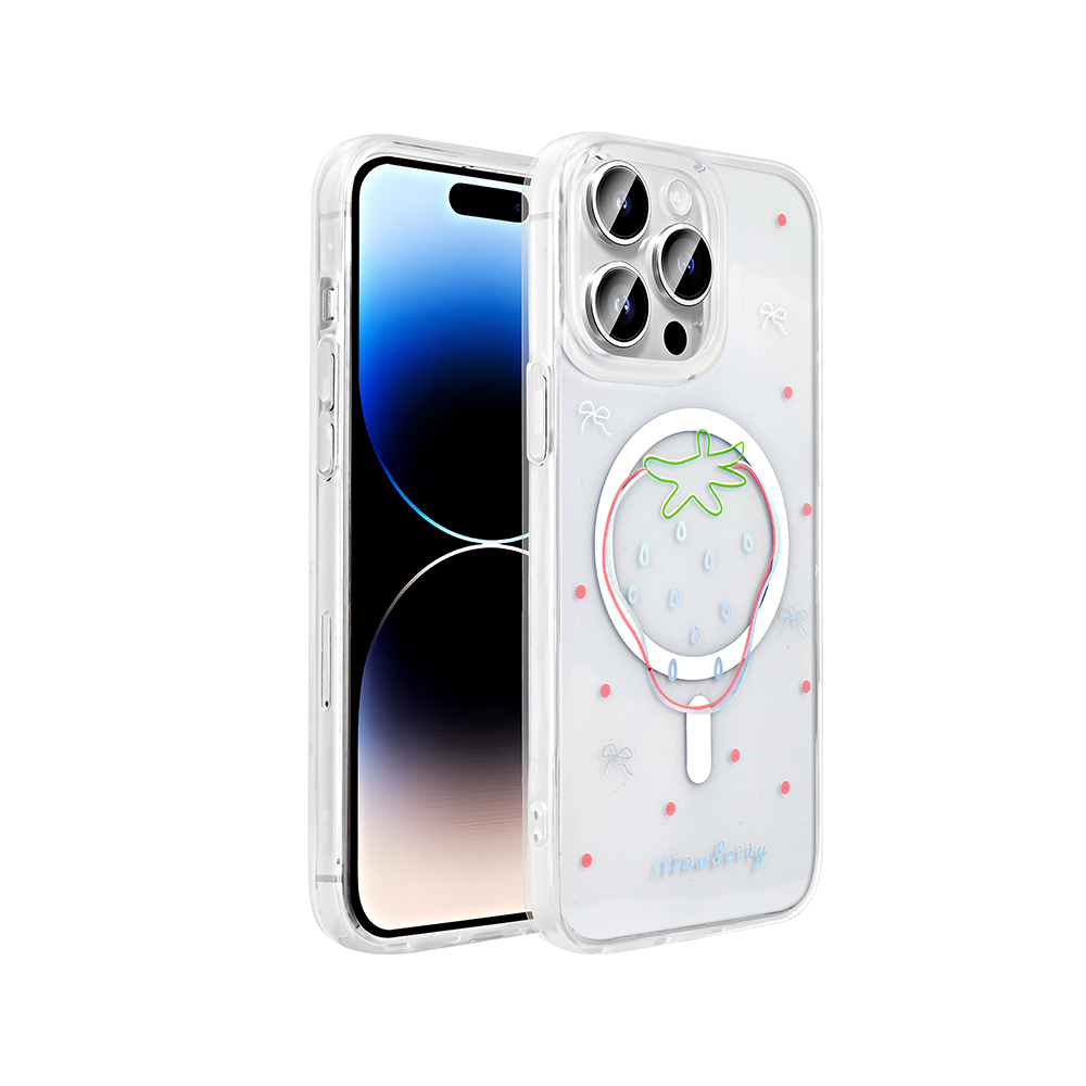 Apple iPhone 14 Pro Kılıf M-Safe Şarj Özellikli Şeffaf Folk Sert Kapak