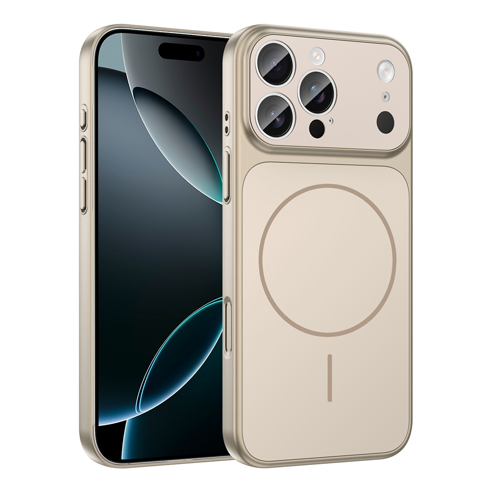 Apple iPhone 14 Pro Kılıf M-Safe Şarj Özellikli Kamera Korumalı Formen Kapak - Gold