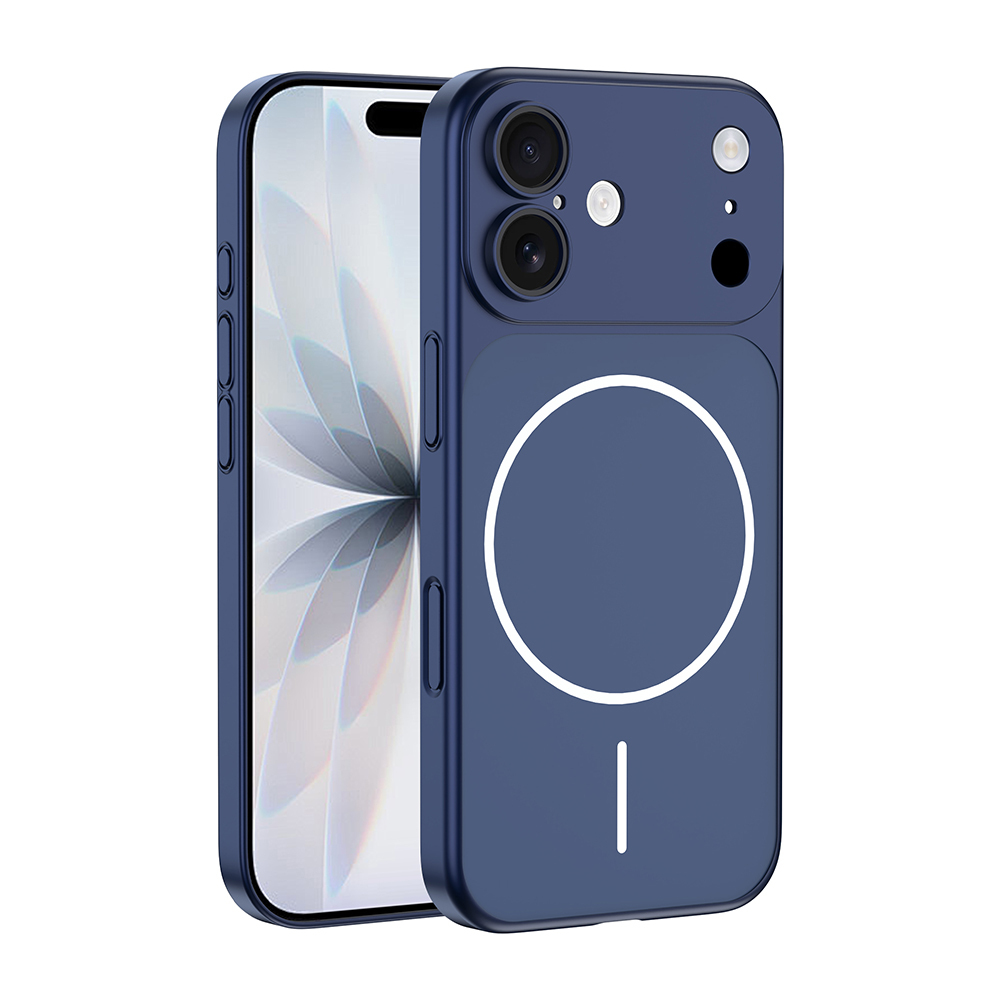 Apple iPhone 16 Kılıf  M-Safe Şarj Özellikli Kamera Korumalı Spark Kapak - Mavi