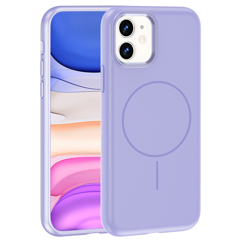 Apple iPhone 11 Kılıf M-Safe Şarj Özellikli Metal Kamera Çerçeveli Edi Silikon Kapak - Lila