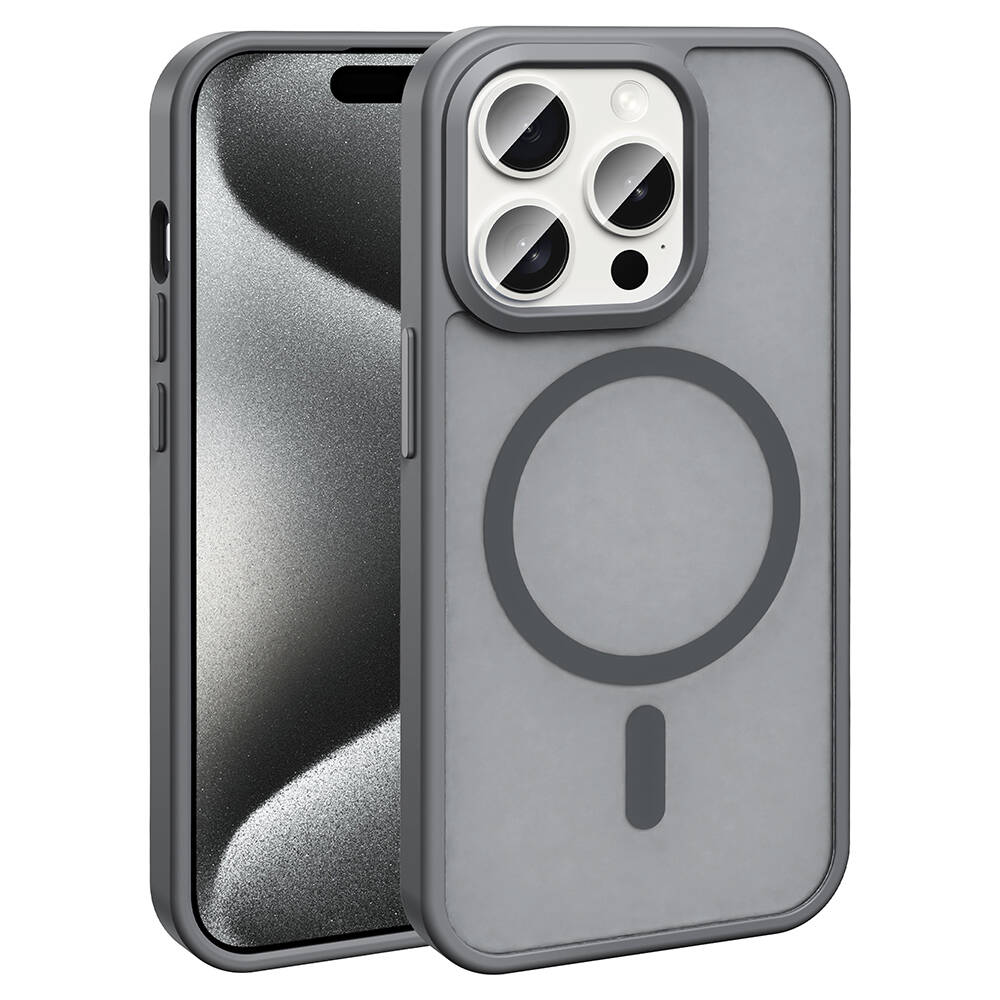 Apple iPhone 15 Pro Kılıf M-safe Şarj Özellikli Mat Arka Yüzey Sio Kapak