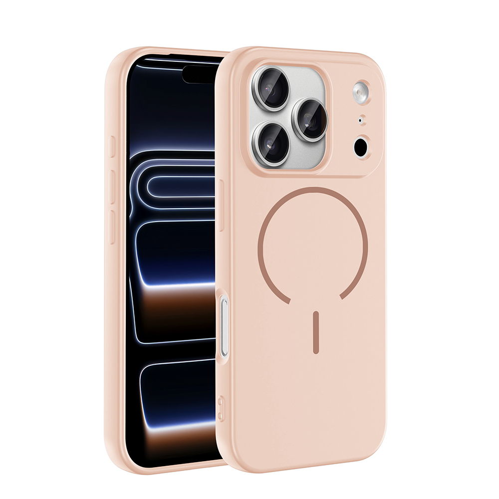 Apple iPhone 17 Pro Kılıf M-safe Şarj Özellikli  Meta Kapak - Rose Pembe