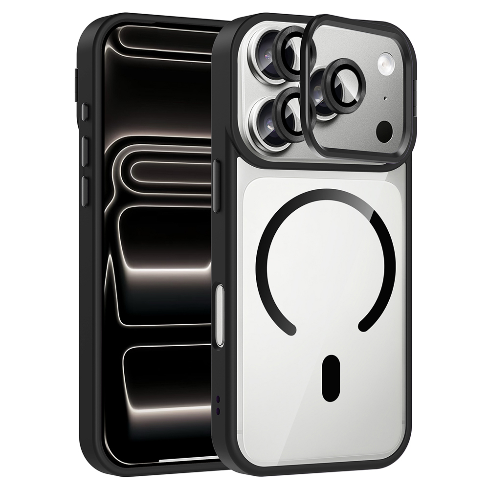 Apple iPhone 17 Pro Kılıf Standlı ve Kamera Lens Hediyeli M-Safe Şarj Özellikli Etro Kapak