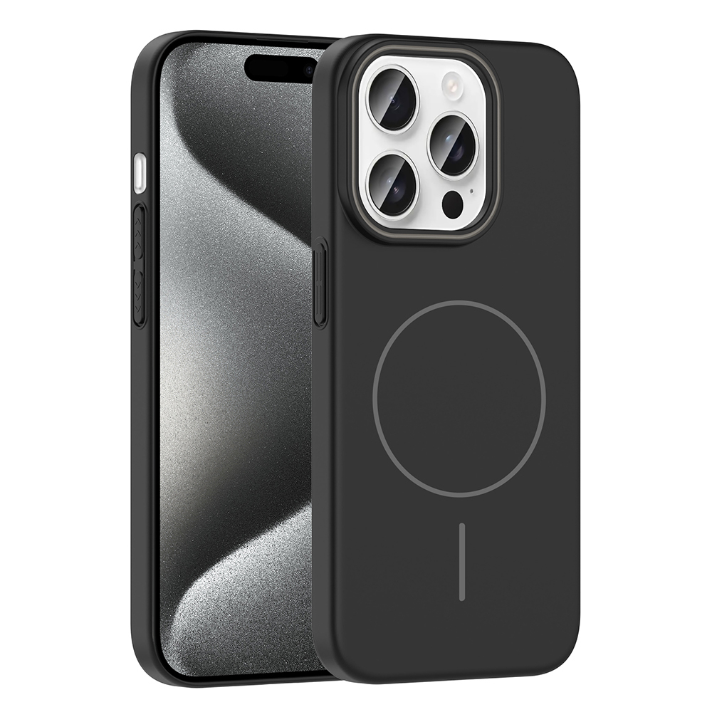 Apple iPhone 15 Pro Max Kılıf M-safe Şarj Özellikli  Ruby Sert Kapak