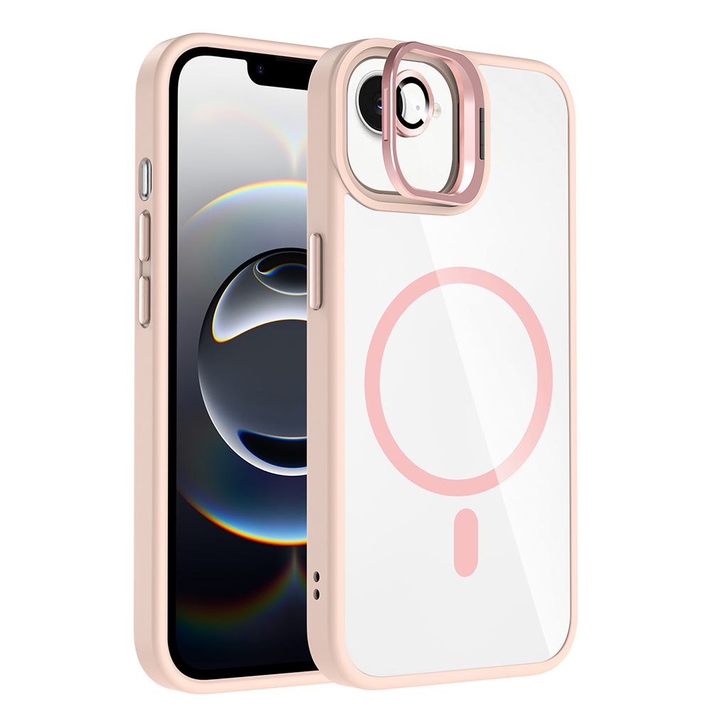 Apple iPhone 17E Kılıf Standlı ve Kamera Lens Hediyeli M-Safe Şarj Özellikli  Etro Kapak