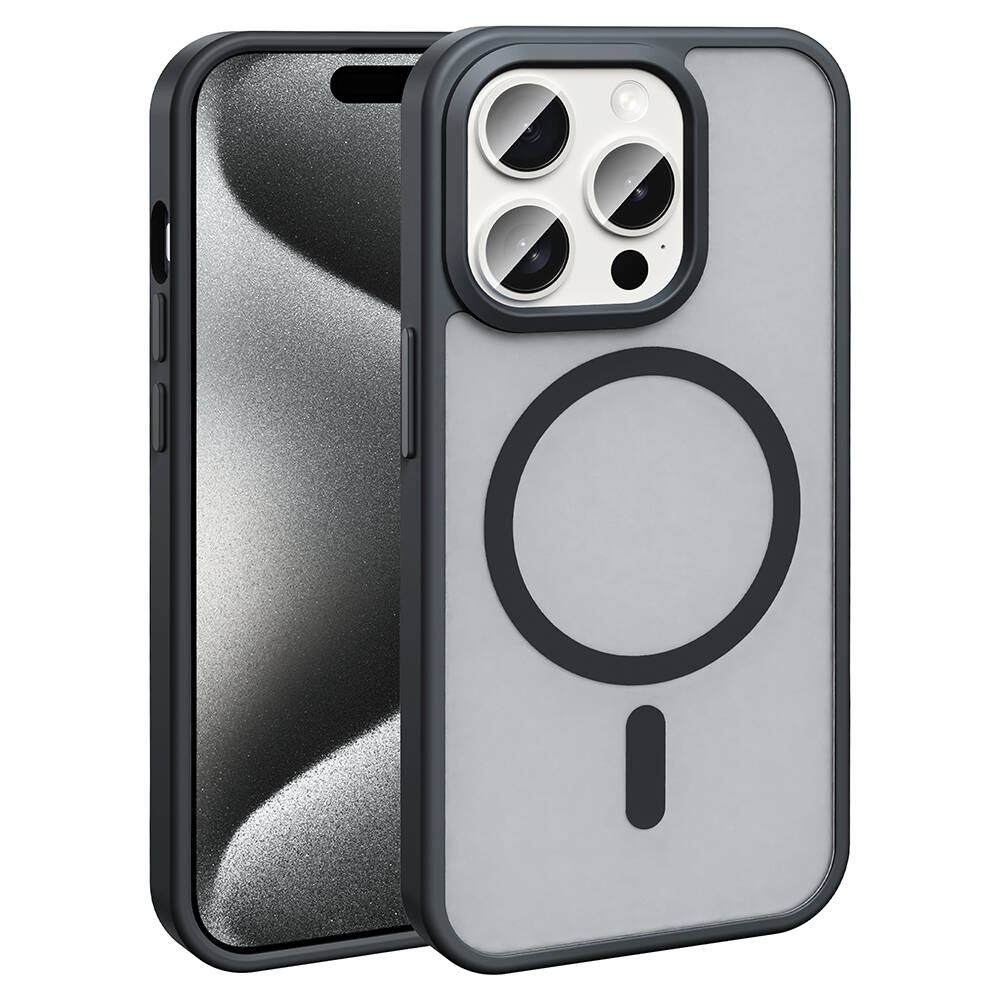 Apple iPhone 15 Pro Max Kılıf M-safe Şarj Özellikli Mat Arka Yüzey Sio Kapak