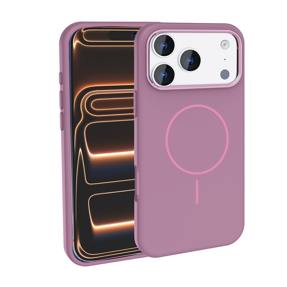 Apple iPhone 17 Pro Kılıf M-Safe Şarj Özellikli Metal Kamera Çerçeveli  Edi Silikon Kapak - Mor