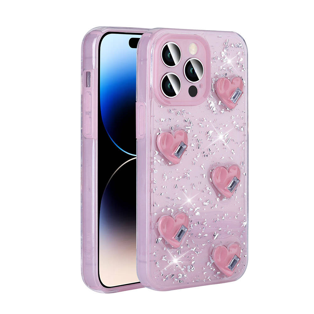 Apple iPhone 14 Pro Max Kılıf Airbagli Simli Arka Yüzey Işıltı Silikon Kapak
