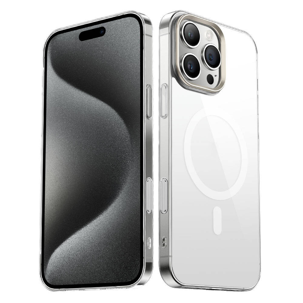 Apple iPhone 16 Pro Kılıf M-safe Şarj Özellikli Şeffaf Cam Arka Yüzey G-Glass Kapak