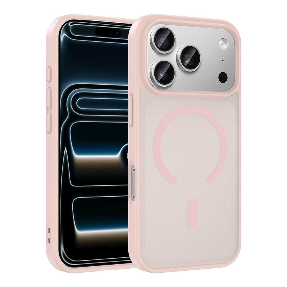 Apple iPhone 17 Pro Kılıf M-safe Şarj Özellikli Babet Kapak - Pembe