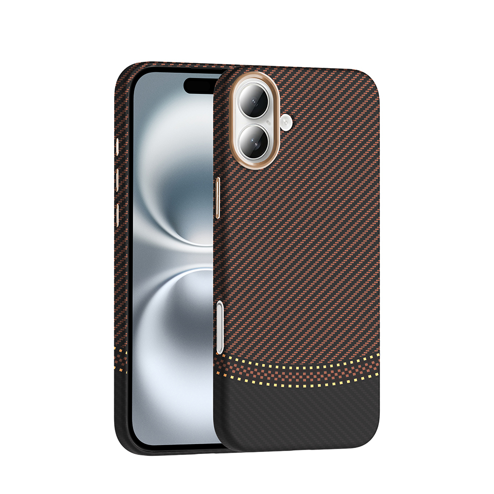 Apple iPhone 16 Plus Kılıf M-safe Şarj Özellikli Karbon Fiber Görünümlü Gros Kapak