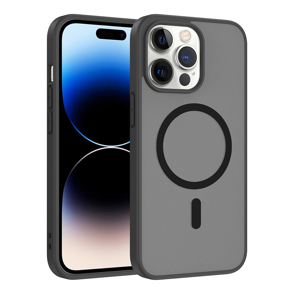 Apple iPhone 13 Pro Kılıf M-safe Şarj Özellikli Babet Kapak - Siyah