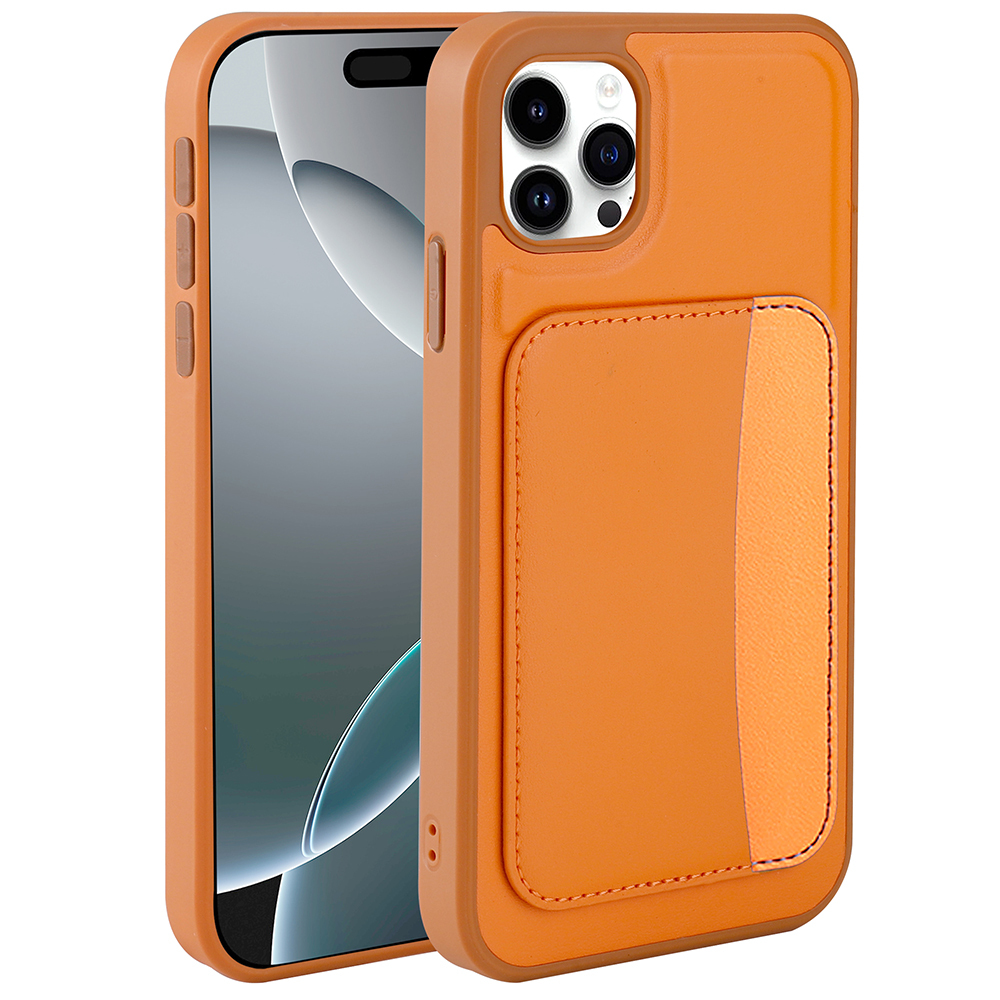 Apple iPhone 11 Kılıf Kartlıklı  X-Kart Silikon Kapak - Turuncu