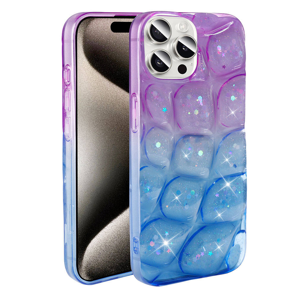Apple iPhone 15 Pro Kılıf Simli 3D Desenli  Hacar Kapak