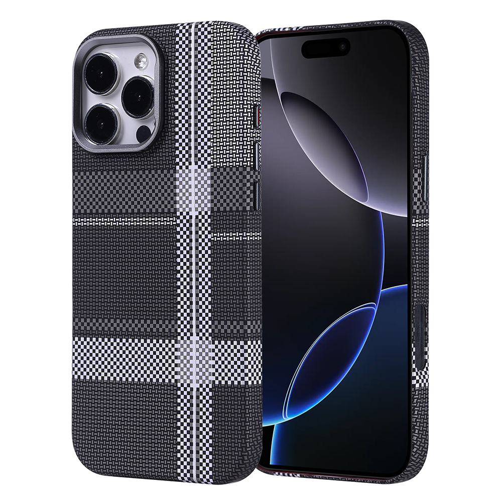 Apple iPhone 16 Pro Kılıf M-safe Şarj Özellikli Karbon Fiber Görünümlü Nekst Kapak