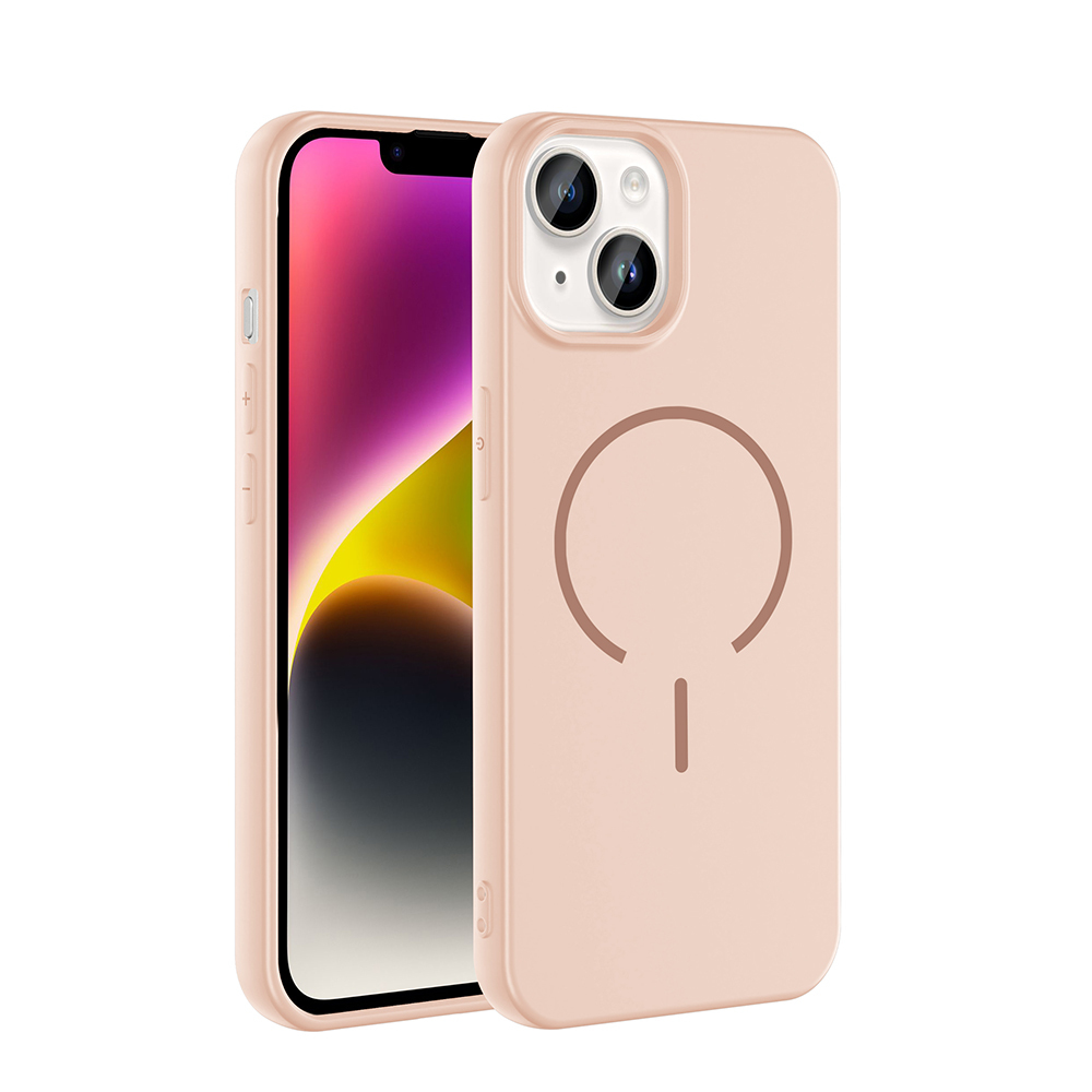 Apple iPhone 13 Kılıf M-safe Şarj Özellikli Meta Kapak - Rose Pembe