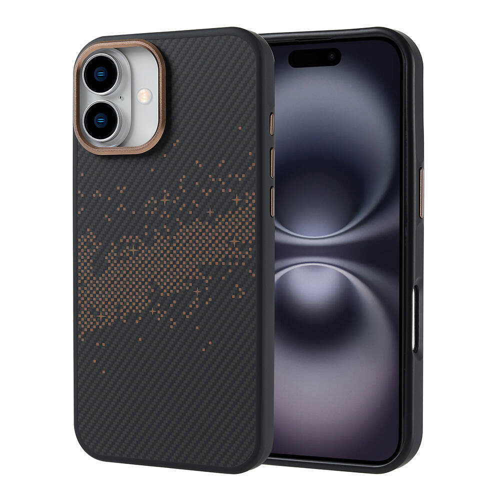 Apple iPhone 16 Plus Kılıf M-safe Şarj Özellikli Karbon Fiber Tasarımlı Vave Kapak