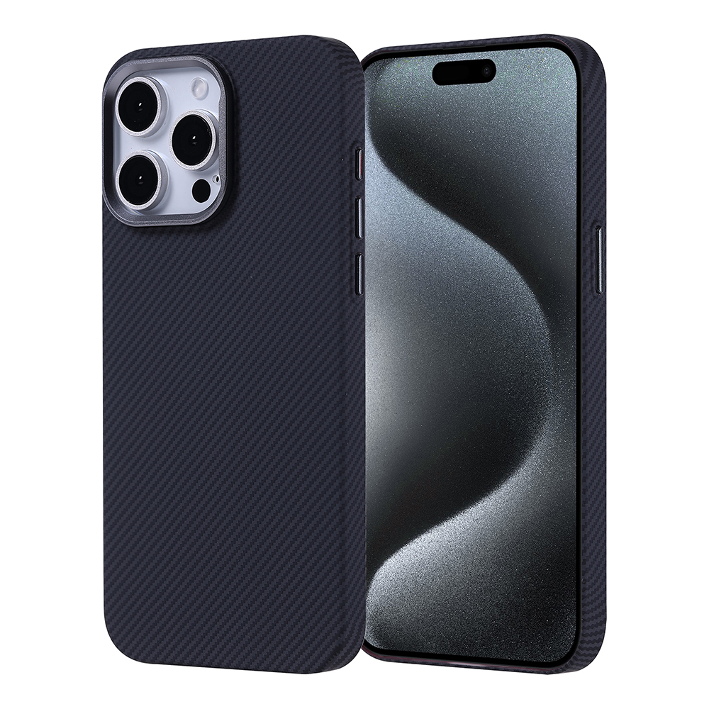 Apple iPhone 15 Pro Max Kılıf M-safe Şarj Özellikli Karbon Fiber Görünümlü Nekst Kapak