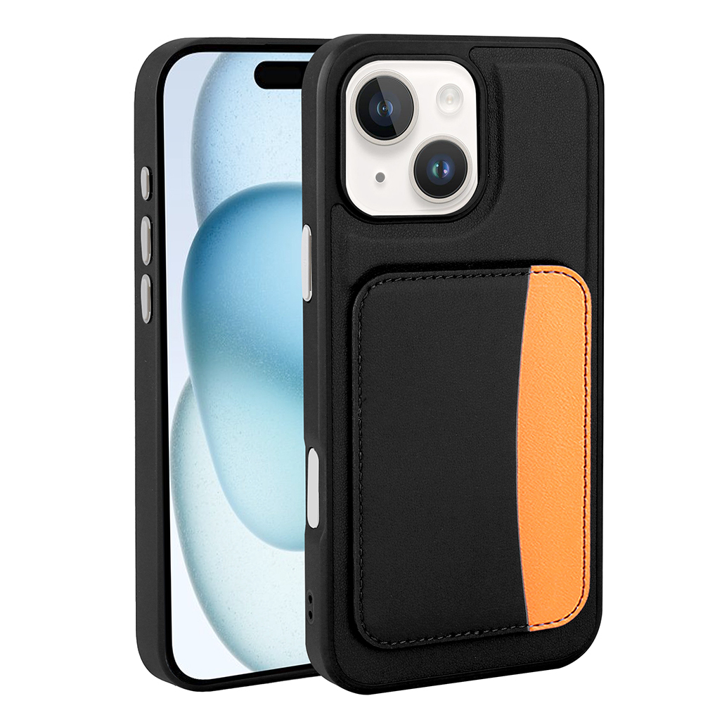 Apple iPhone 14 Kılıf Kartlıklı X-Kart Silikon Kapak - Siyah
