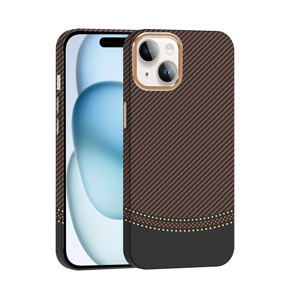 Apple iPhone 14 Kılıf M-safe Şarj Özellikli Karbon Fiber Görünümlü Gros Kapak
